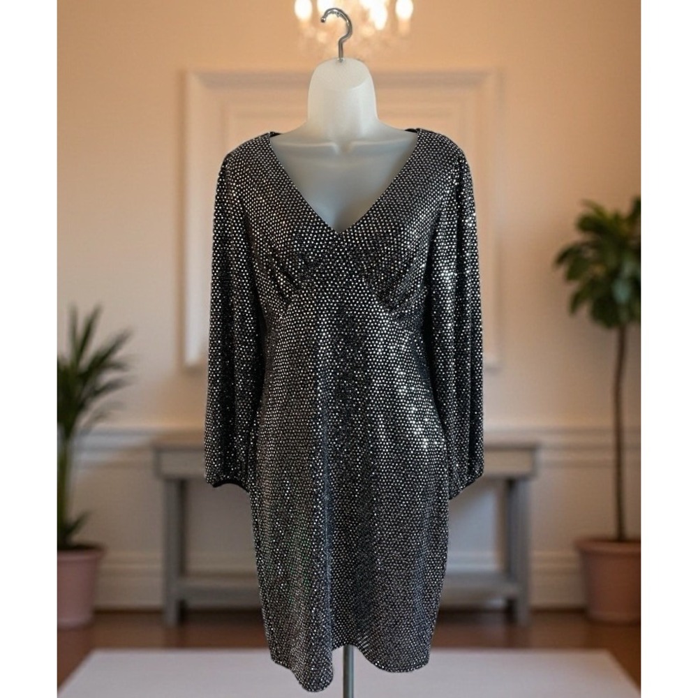 Alexa B‎ Boutique Sequin Wrap Long Sleeve Dress Size 6 Cocktail Stunning Party